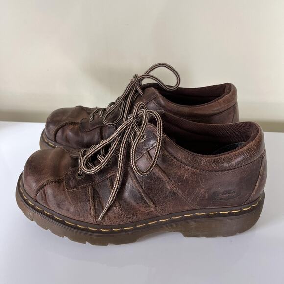Dr. Martens Shoes Mens Size 10 Brown Leather Lug Sole Oxford Work AirWair 11339 - Picture 2 of 11